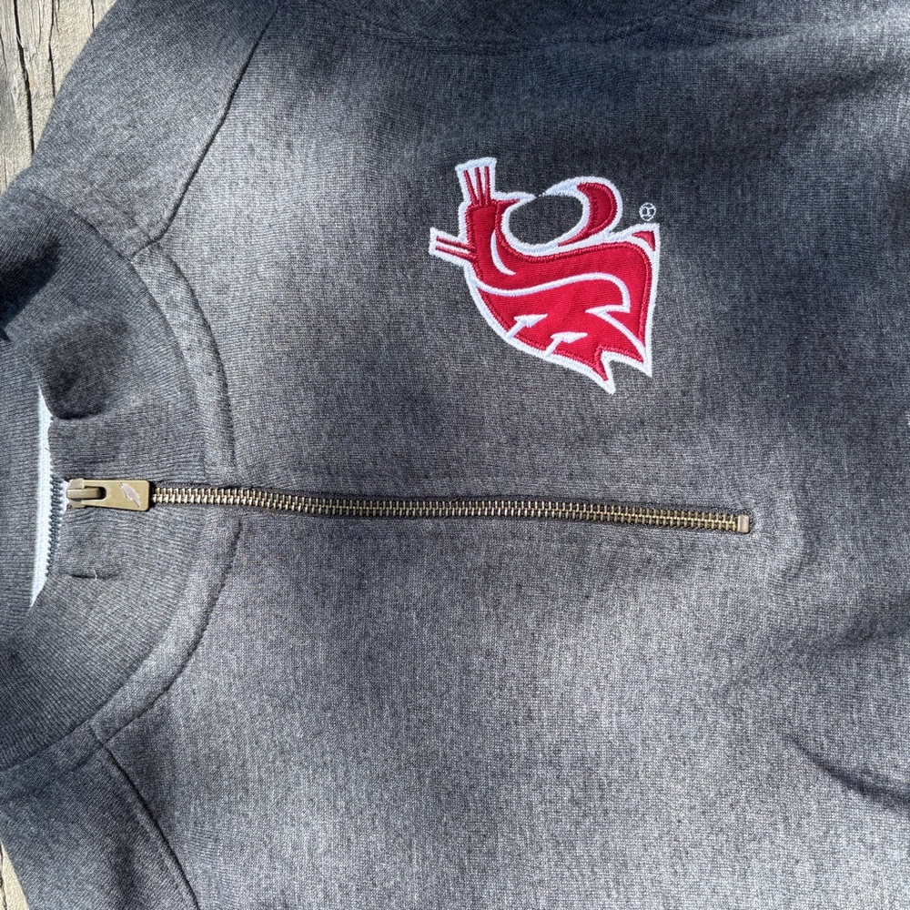 League Washington State University Cougars Grey Quarter Zip - Picture 2 of 6